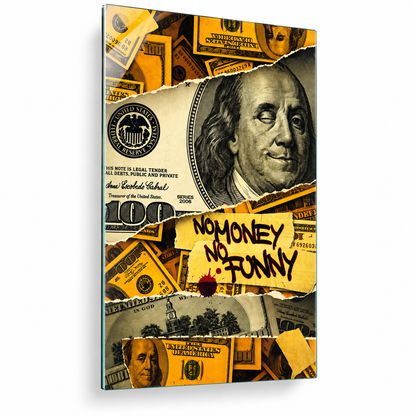 No Money No Funny dolar kolaj dikey cam tablo ana ürün görseli
