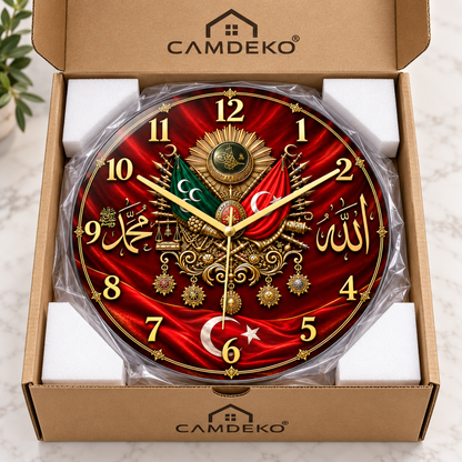 CAMDEKO Osmanlı armalı cam saat - güvenli paketleme ve sigortalı kargo
