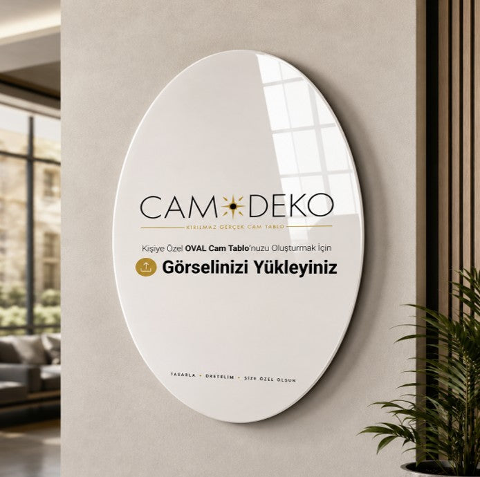 Kişiye Özel Oval Dikey Cam Tablo