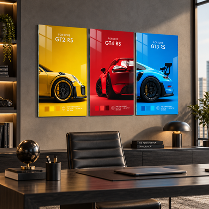Porsche GT2 RS GT4 RS GT3 RS 3'lü cam tablo premium ofis
