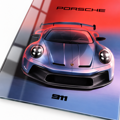 CAMDEKO UV baskı Porsche canlı renk ve cam yüzey detayı