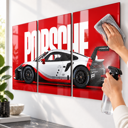CAMDEKO Porsche yarış otomobili üçlü cam tablo kolay temizlik