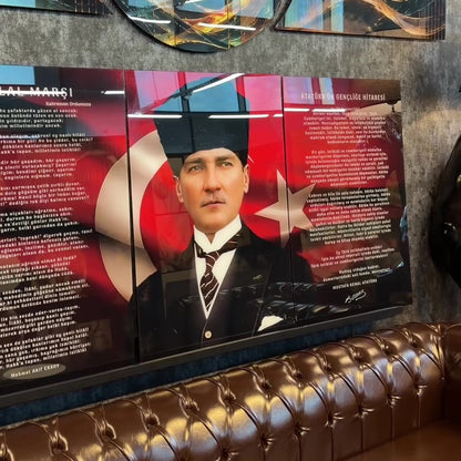Atatürk Köşesi Üçlü Set Cam Tablo
