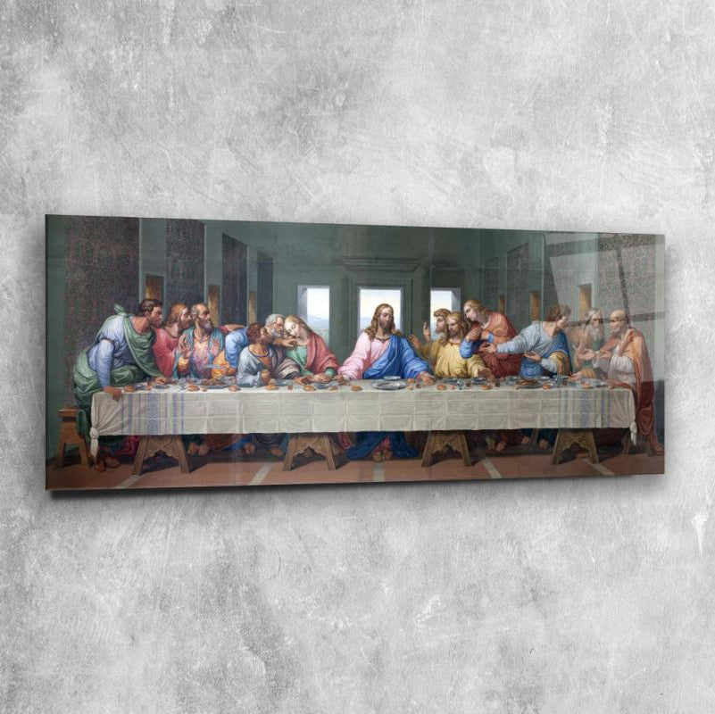 Son Akşam Yemeği Panoramik Cam Tablo