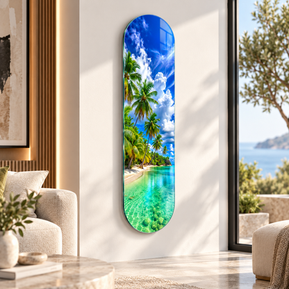 Tropikal sahil Skate Board cam tablo - premium salon