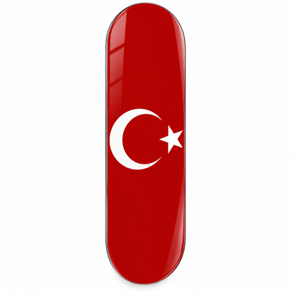 Türk bayrağı desenli Skate Board cam tablo - beyaz zemin