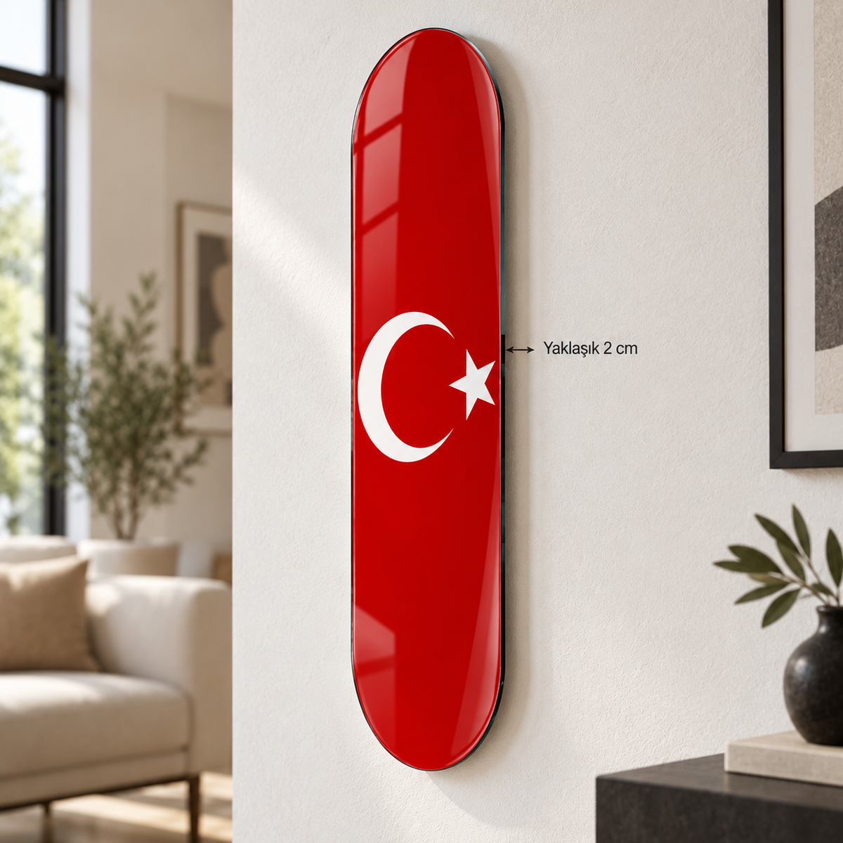 Skate Board cam tablo - yaklaşık 2 cm duvar mesafesi