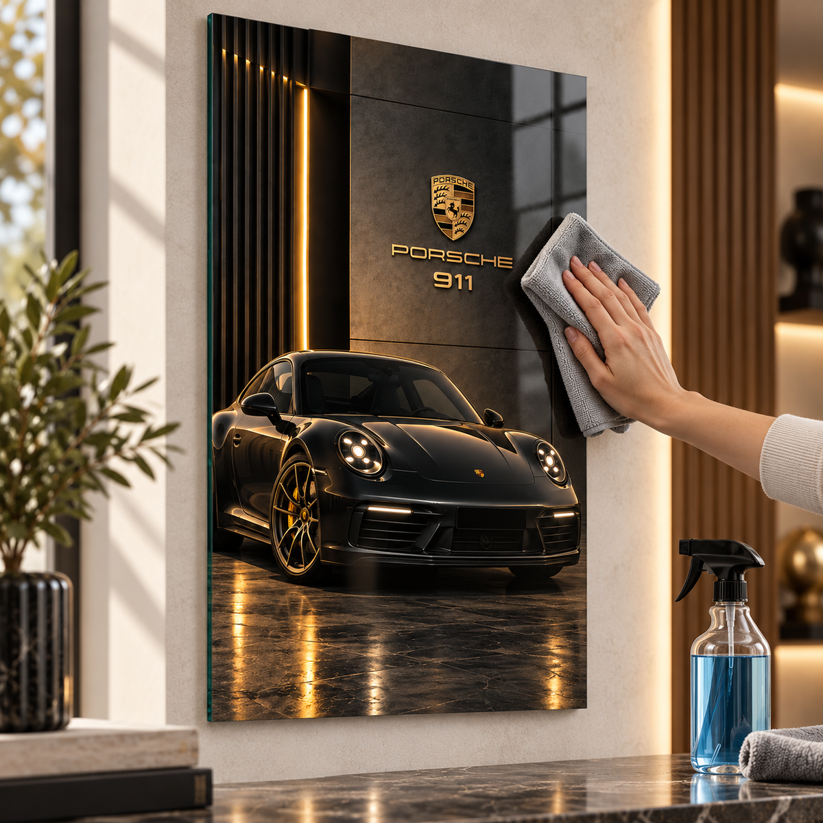 Porsche 911 dikey cam tablo mikrofiber bez ile kolay temizlik görseli
