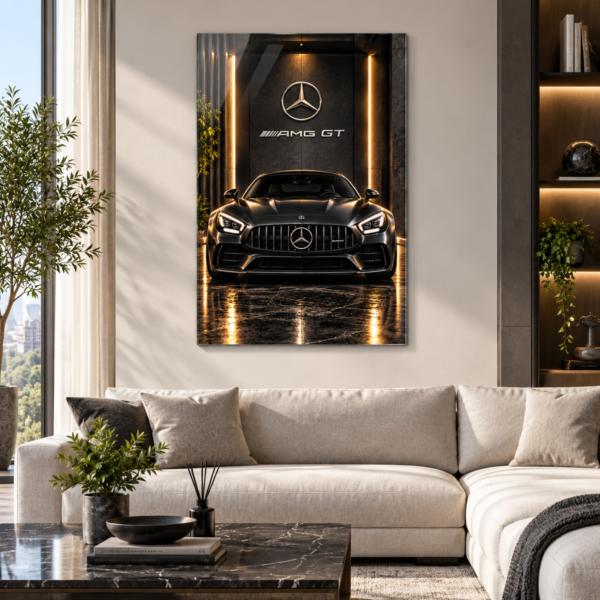Mercedes AMG GT dikey cam tablo, premium salonda