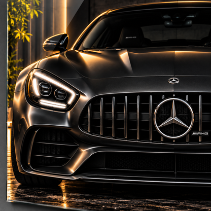 Mercedes AMG GT cam tablonun UV baskı detayı