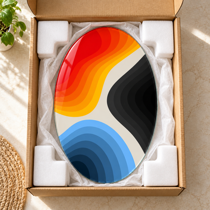 Oval dikey cam tablo özenli paketleme ve köşe koruma