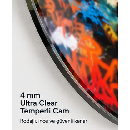 4 mm Ultra Clear temperli oval dikey cam tablo rodajlı ince kenar