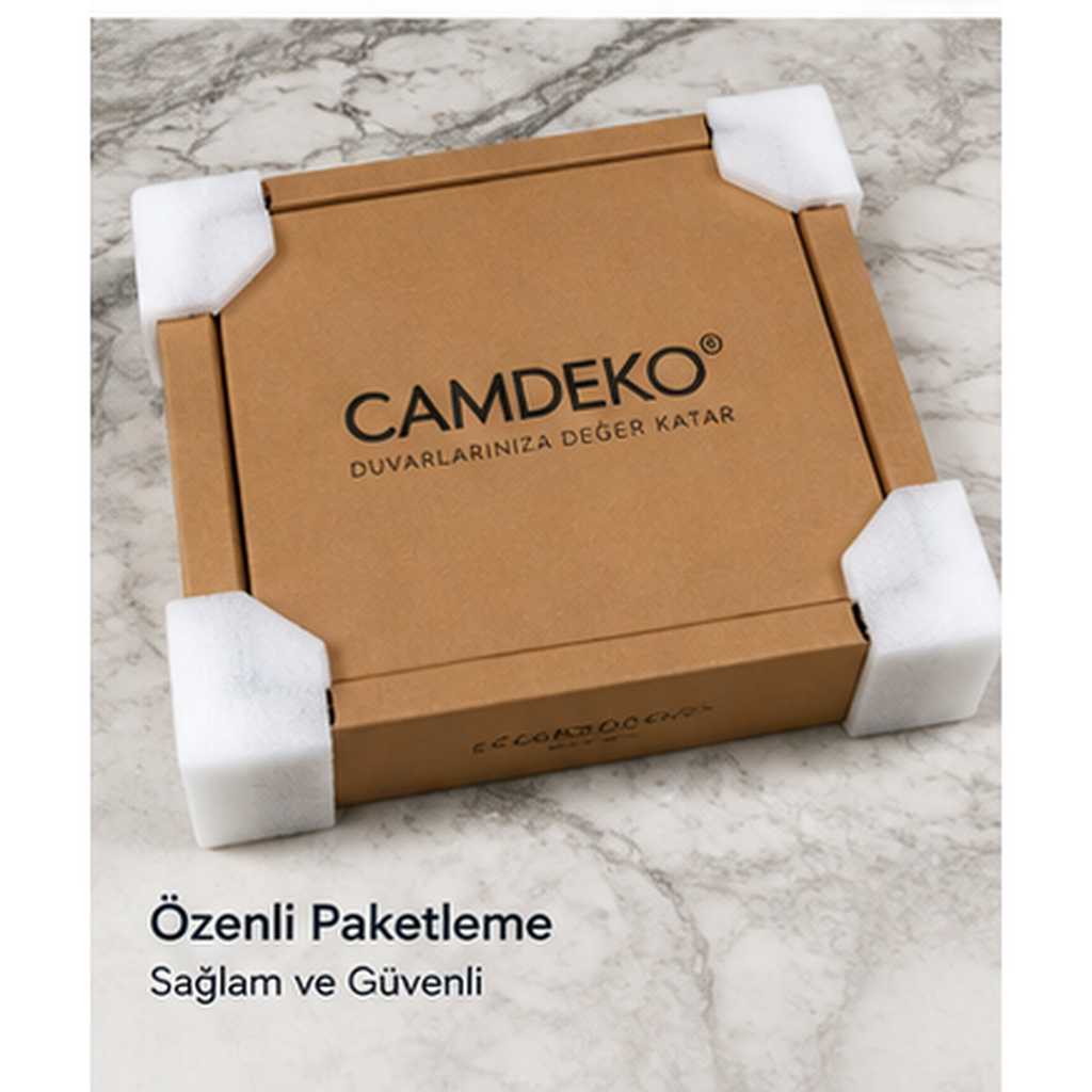 Oval dikey cam tablo özenli paketleme ve köşe koruma