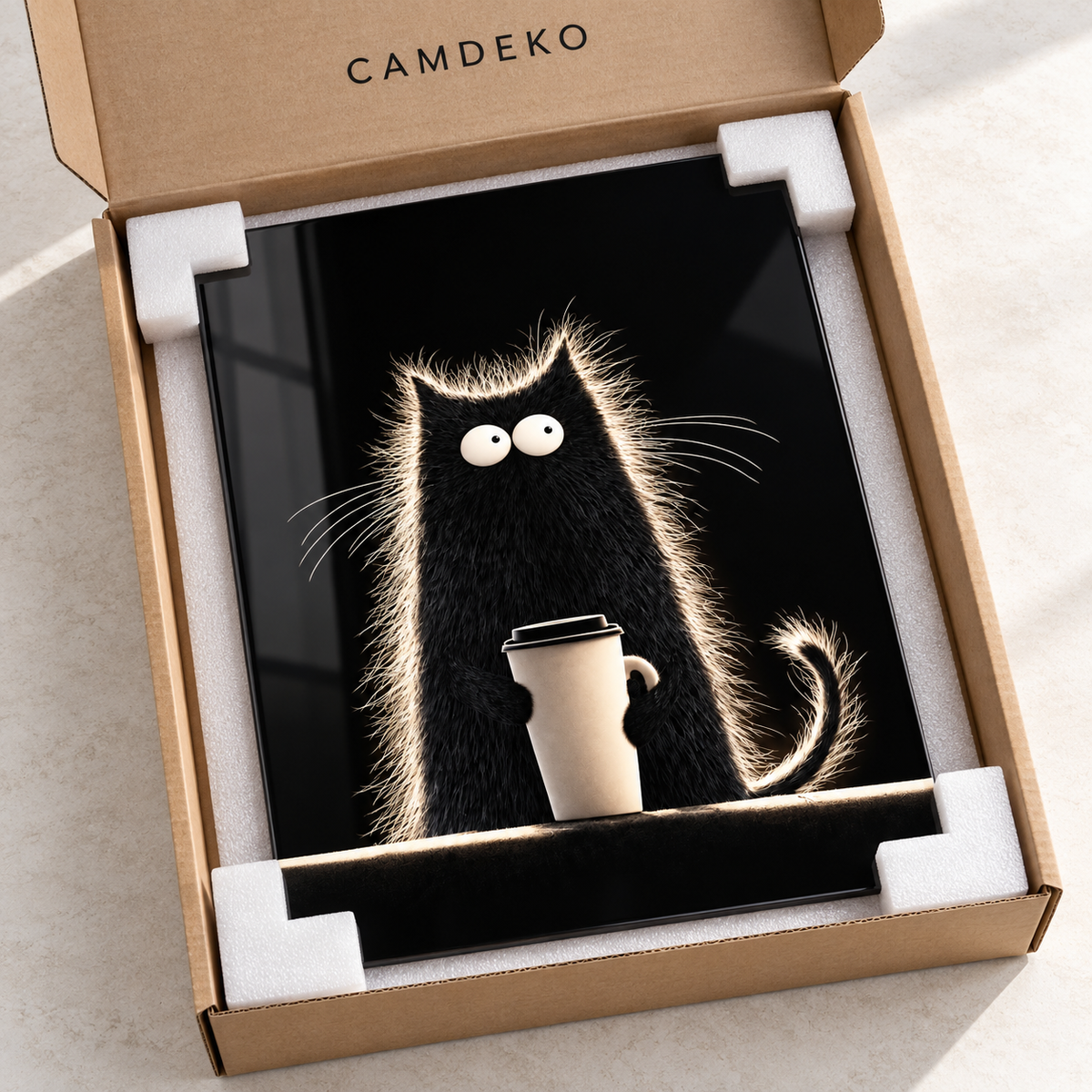 CAMDEKO kraft kutu ve köşe koruyuculu cam tablo paketlemesi
