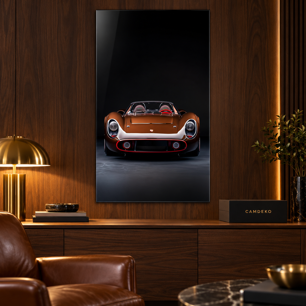 Bronz Porsche Klasik Roadster Dikey Cam Tablo - Çalışma odası