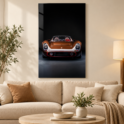 Bronz Porsche Klasik Roadster Dikey Cam Tablo - Salon