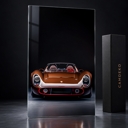 Bronz Porsche Klasik Roadster Dikey Cam Tablo - Baskı detayı