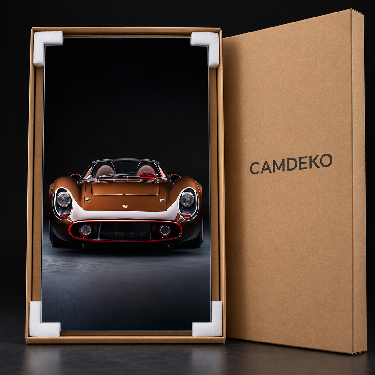 Bronz Porsche Klasik Roadster Dikey Cam Tablo - Ambalaj
