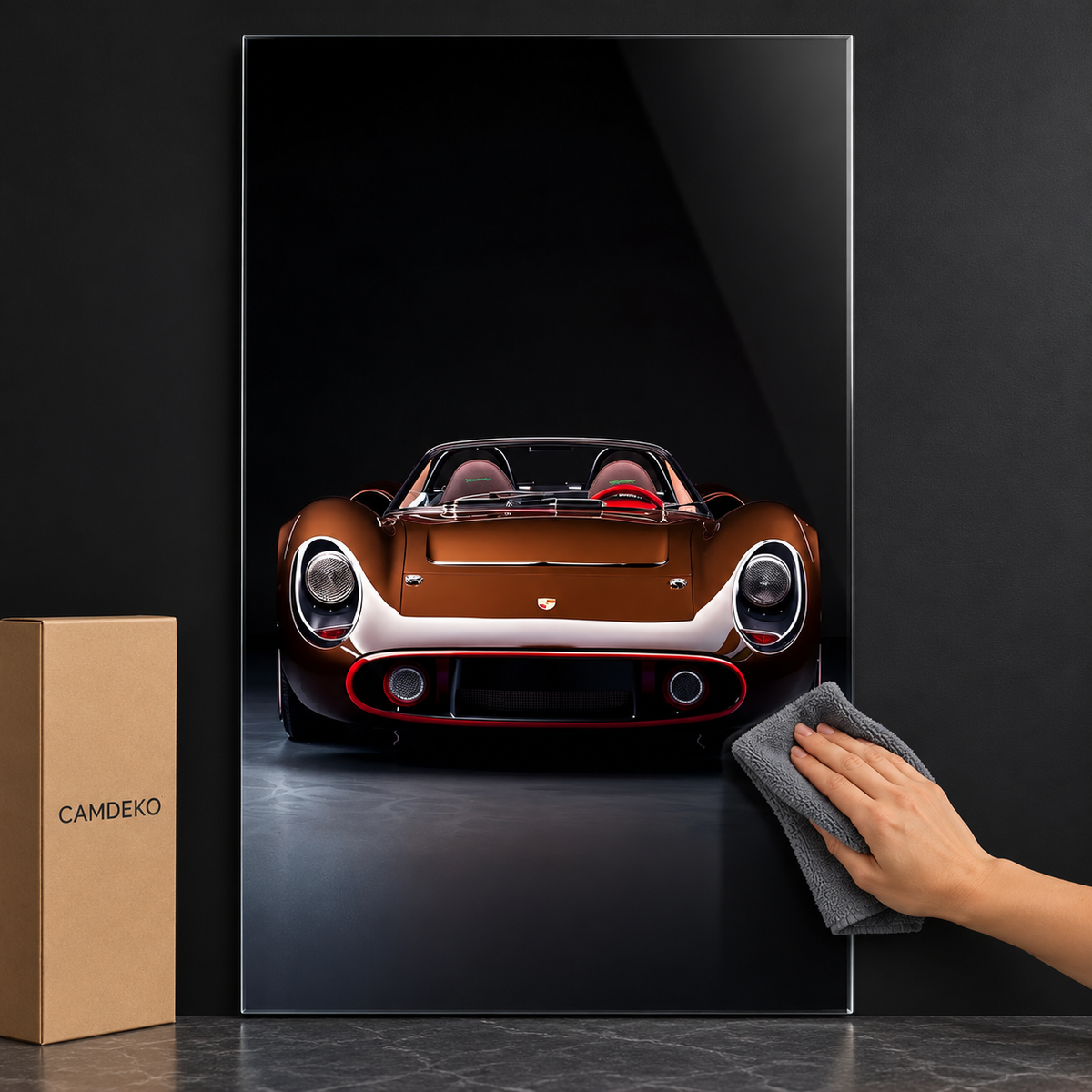 Bronz Porsche Klasik Roadster Dikey Cam Tablo - Temizlik