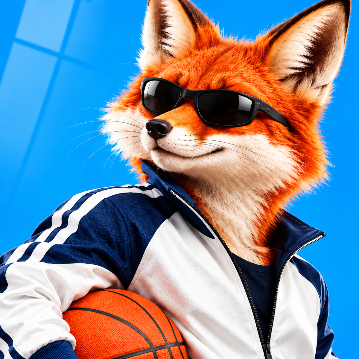 Basketbolcu Gözlüklü Tilki Dikey Cam Tablo - UV baskı detayı