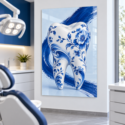 Kobalt Seramik Diş Dikey Cam Tablo — Diş kliniği muayene odası