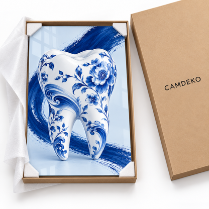 Kobalt Seramik Diş Dikey Cam Tablo — CAMDEKO koruyucu paketleme