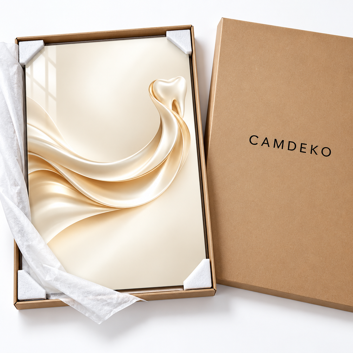 İnci Kurdele Gülüşü Dikey Cam Tablo — CAMDEKO koruyucu paketleme