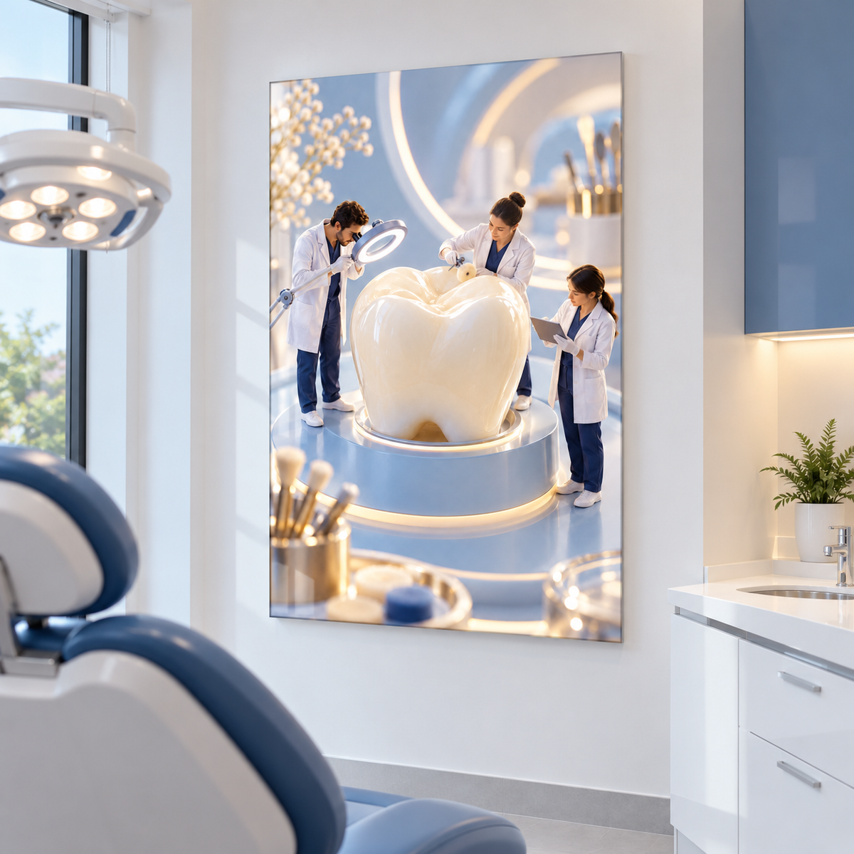 Mikro Ustalık Atölyesi Dikey Cam Tablo — Diş kliniği muayene odası