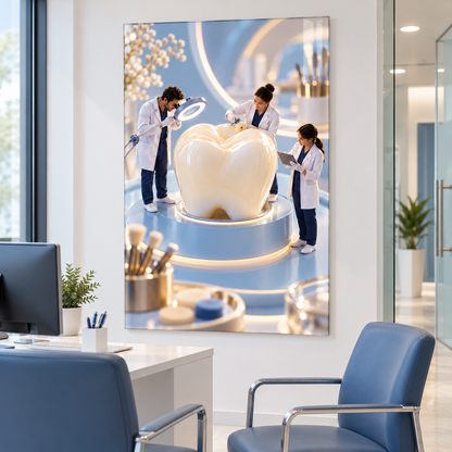 Mikro Ustalık Atölyesi Dikey Cam Tablo — Diş kliniği danışma odası