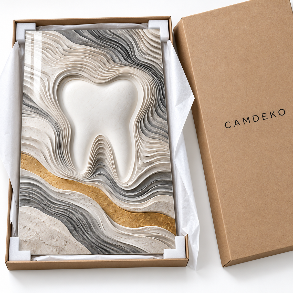 Gülüş Atlası Dikey Cam Tablo – CAMDEKO koruyucu paketleme