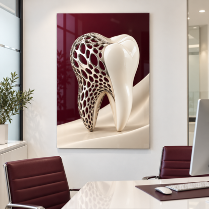 Platin Dantel Diş Dikey Cam Tablo – Diş kliniği danışma odası