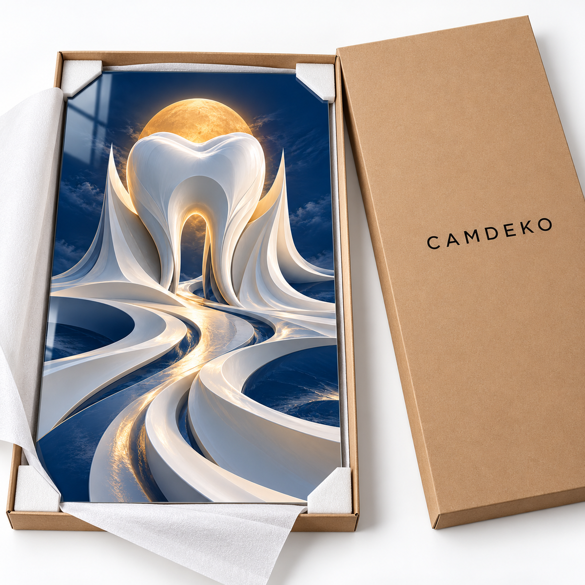 Porselen Fırtına Dikey Cam Tablo – CAMDEKO koruyucu paketleme