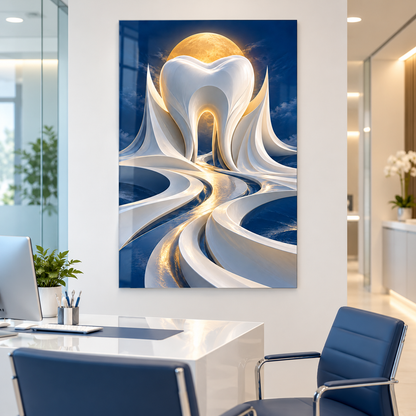 Porselen Fırtına Dikey Cam Tablo – Diş kliniği danışma odası