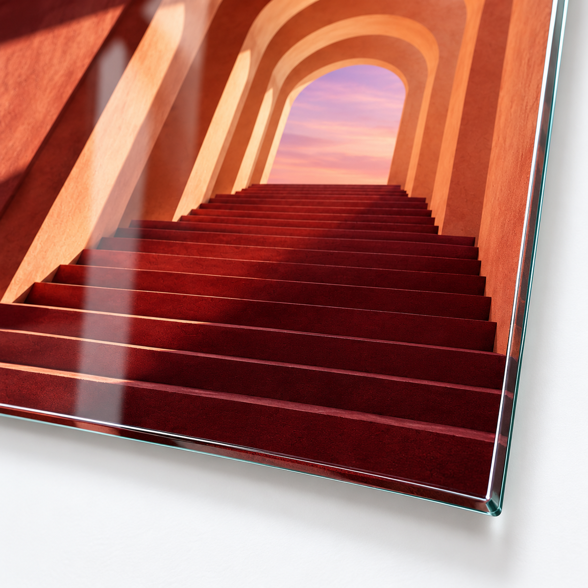 Terakota Kemerler Mimari Dikey Cam Tablo — 4 mm rodajlı cam kenarı