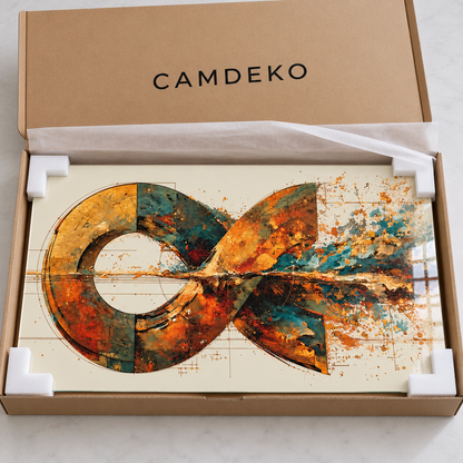 Altın Akış Soyut Yatay Cam Tablo — CAMDEKO kraft paketleme