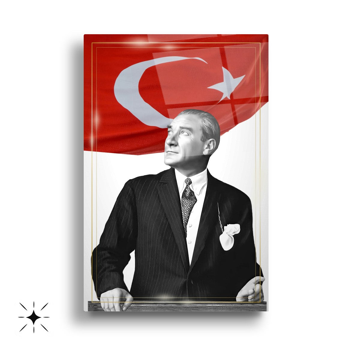 Atatürk Köşesi Üçlü Set Cam Tablo