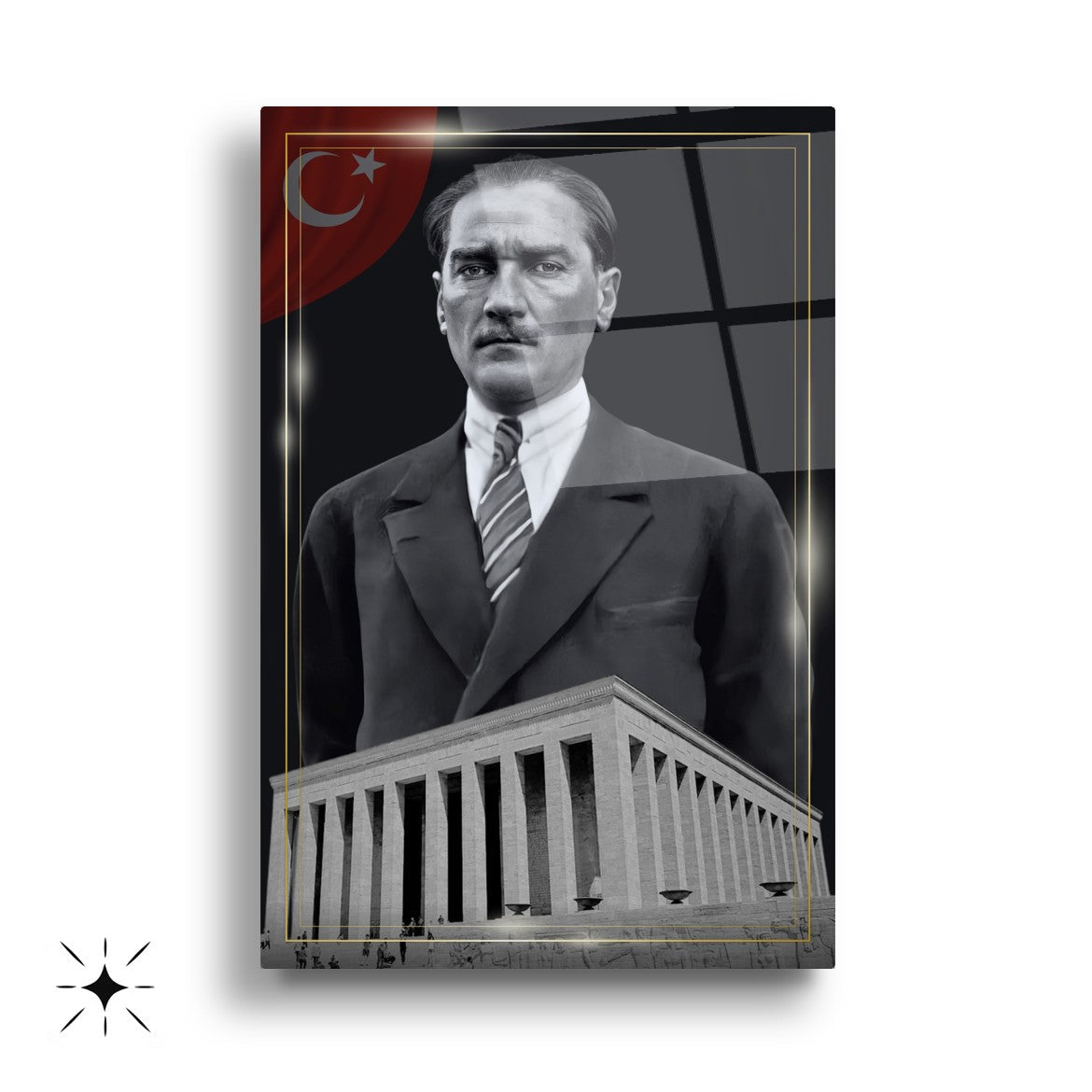 Atatürk Köşesi Üçlü Set Cam Tablo