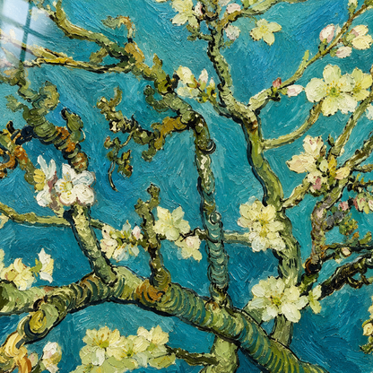 Van Gogh Badem Çiçekleri Dikey Cam Tablo - UV baskı detayı