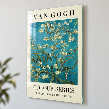 Van Gogh Badem Çiçekleri Dikey Cam Tablo - Duvar mesafesi