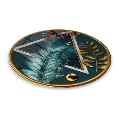 Gold Desenler Yuvarlak Cam Tablo