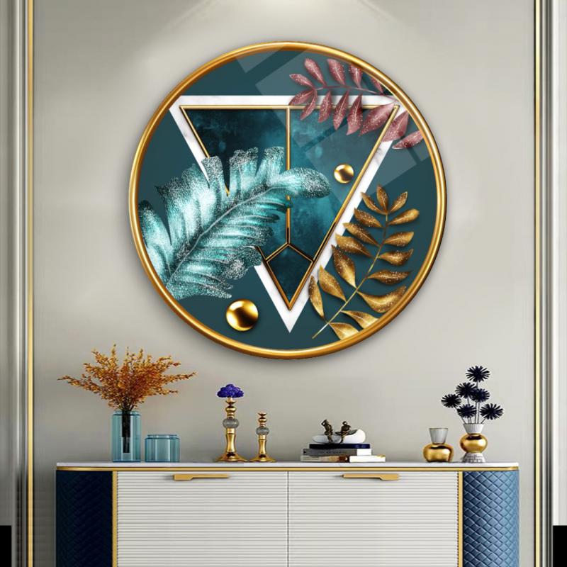 Gold Desenler Yuvarlak Cam Tablo