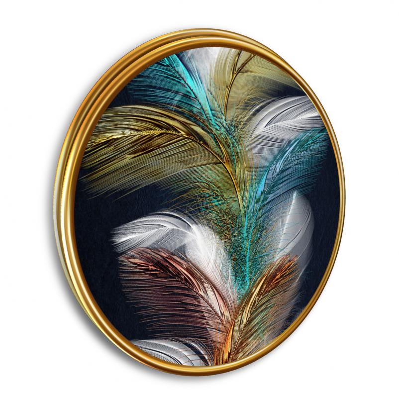 Gold Desenler Yuvarlak Cam Tablo