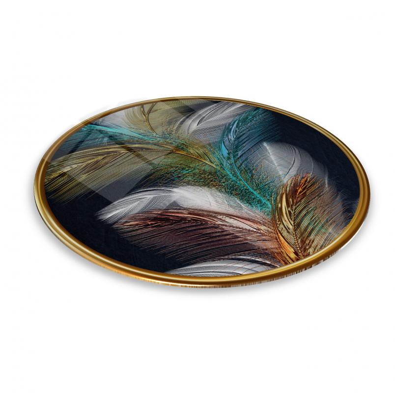 Gold Desenler Yuvarlak Cam Tablo