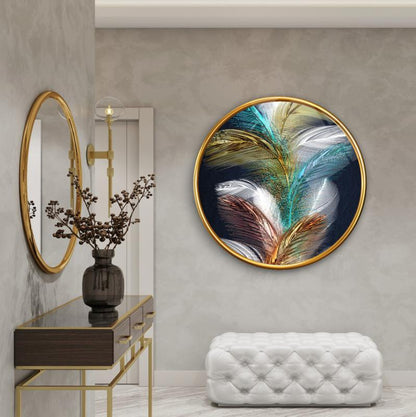 Gold Desenler Yuvarlak Cam Tablo