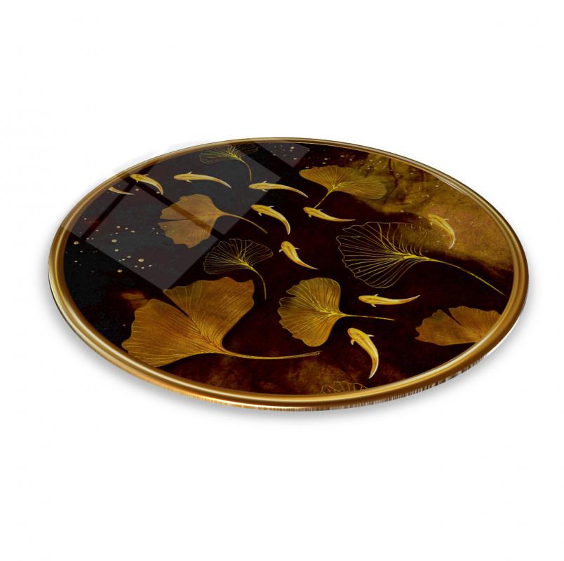 Gold Tema Yuvarlak Cam Tablo