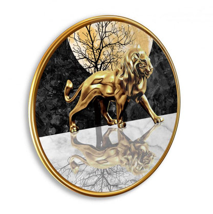 Aslan Yuvarlak Cam Tablo