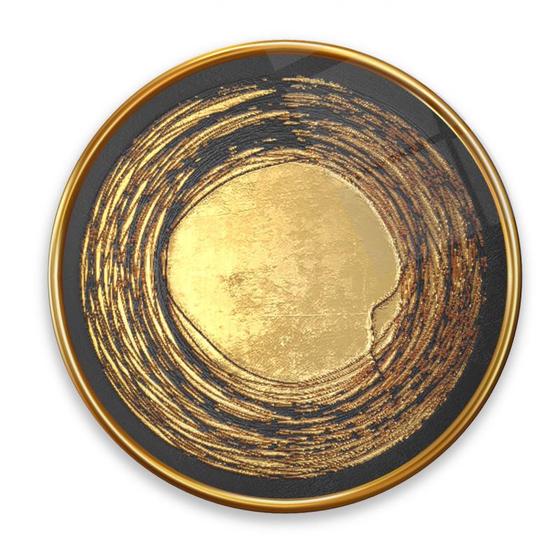 Gold Desen Yuvarlak Cam Tablo