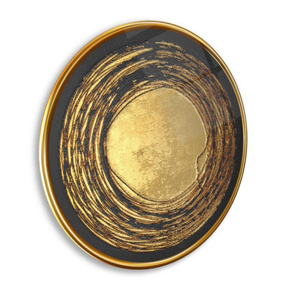 Gold Desen Yuvarlak Cam Tablo