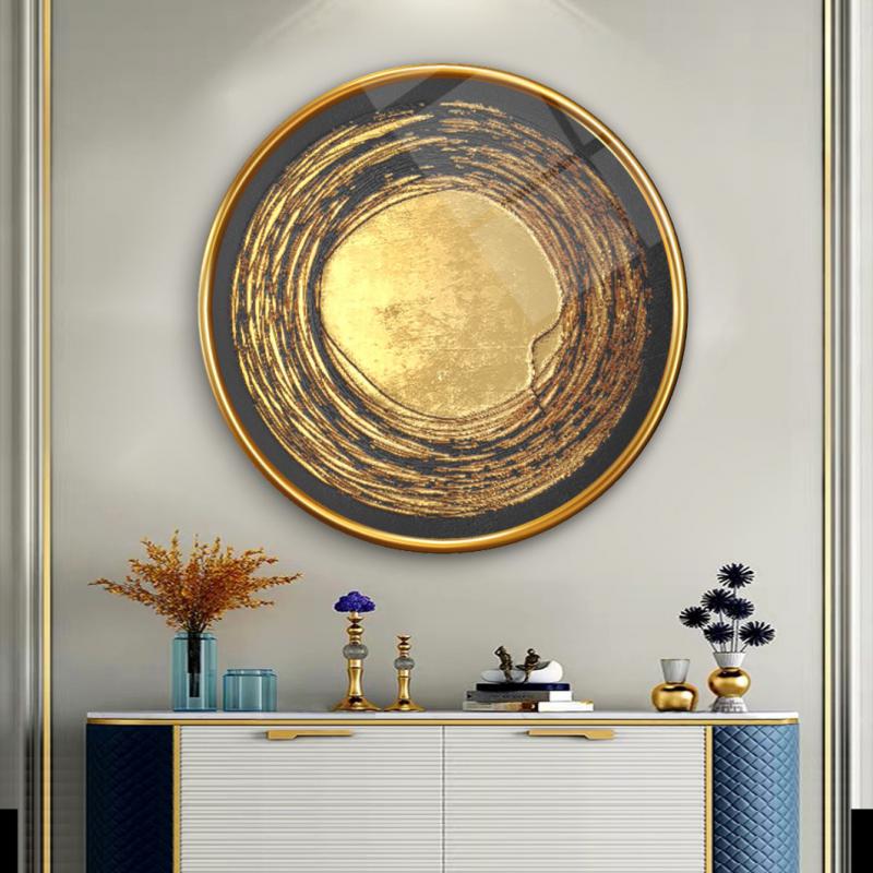 Gold Desen Yuvarlak Cam Tablo