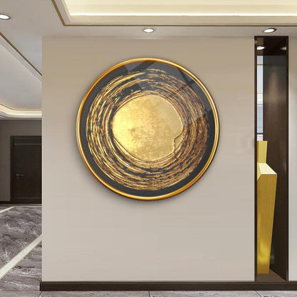 Gold Desen Yuvarlak Cam Tablo